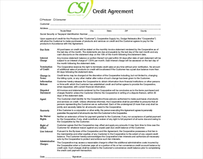 Credit Agreement Template Akad kredit
