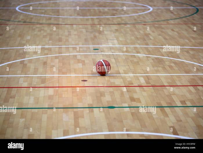 Painted wood floor ,parquet hardwood in basketball court. The floor ... Perbedaan parket solid dan engineered untuk lapangan basket
