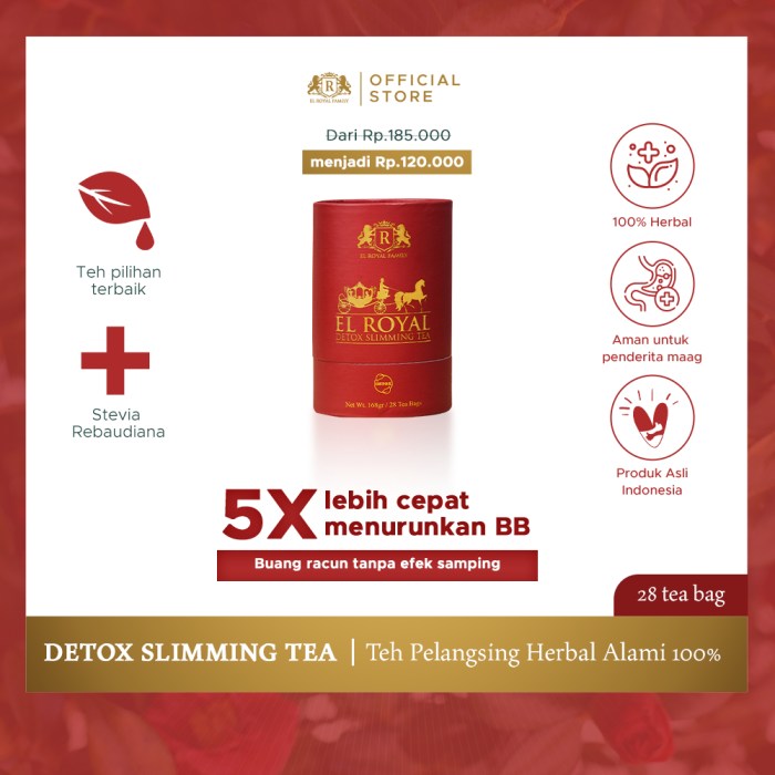 Jual El Royal Detox Slimming Tea - Teh Detox 1 Paket | Shopee Indonesia Jual El Royal Detox Slimming Tea - Teh Detox 1 Paket | Shopee Indonesia