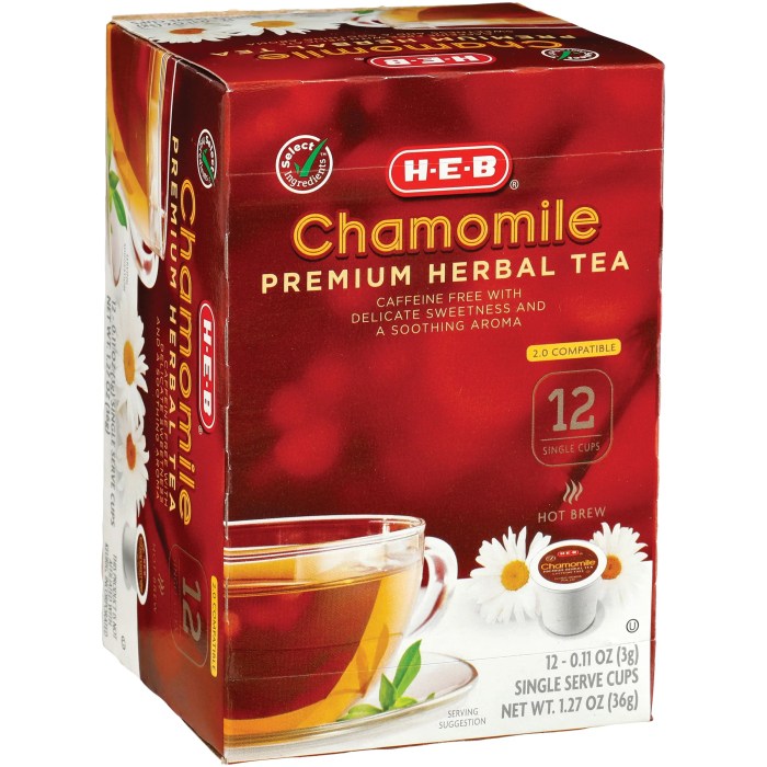H-E-B Caffeine-Free Chamomile Herbal Tea Single Serve Cups - Shop Tea ...