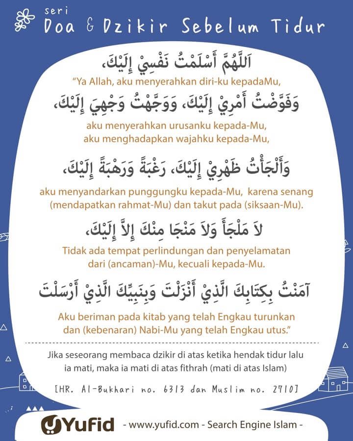 Doa dan Zikir Sebelum Tidur Sesuai Sunnah