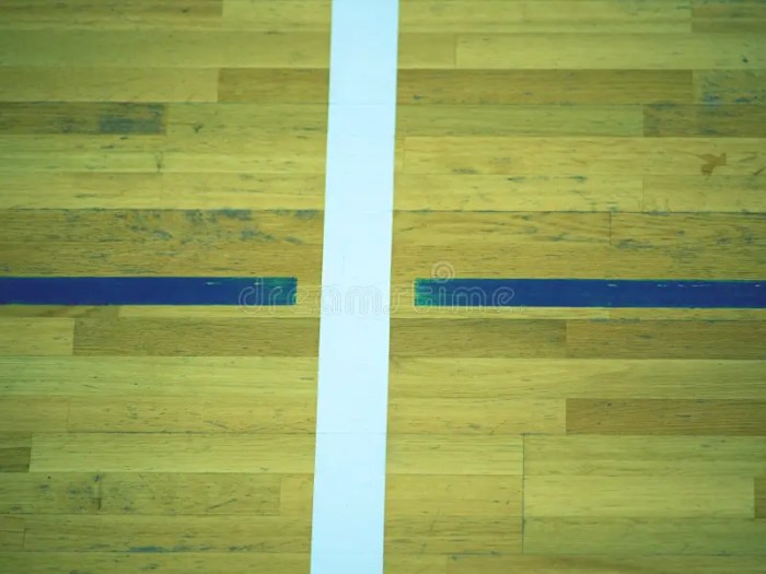 Pengecatan ulang garis pada lantai parket basket