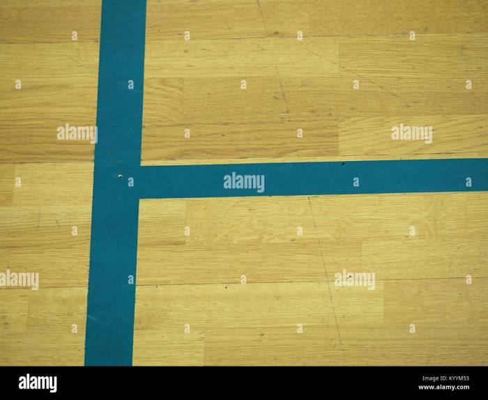 Painted wood floor ,parquet hardwood in basketball court. The floor ...